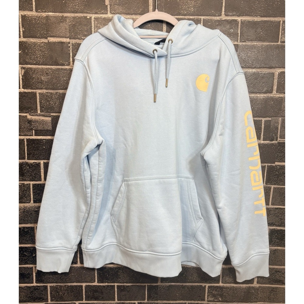 Carhartt Pullover Hoodie Women's 1X Moonstone Blue Relaxed Fit‎ Sweatshirt